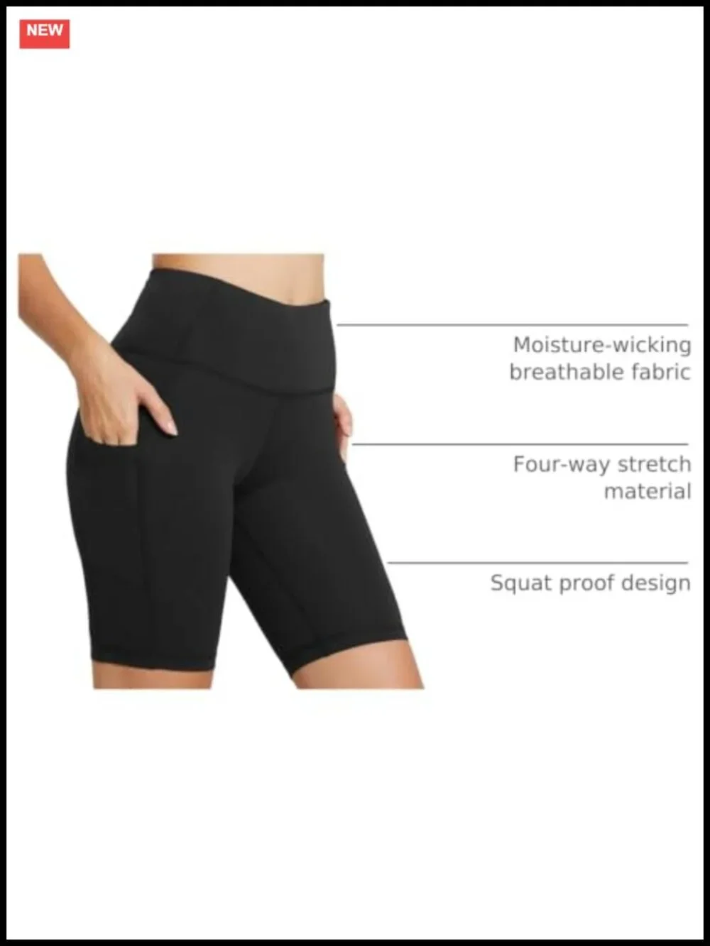 High Waist Biker Shorts with 3 Pockets, 4-Way Stretch Squat-Proof